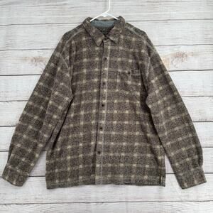 True Grit Melange Plaid Blanket One Pocket Big Shirt Mens 2XL Brown Beige